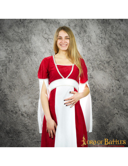 Vestido medieval Inés em camurça -...