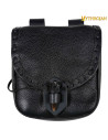 Bolsa medieval de couro com fecho chifre - Preto (20x17,5 cm.)