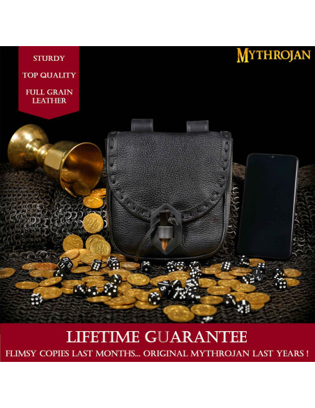 Bolsa medieval de couro com fecho...