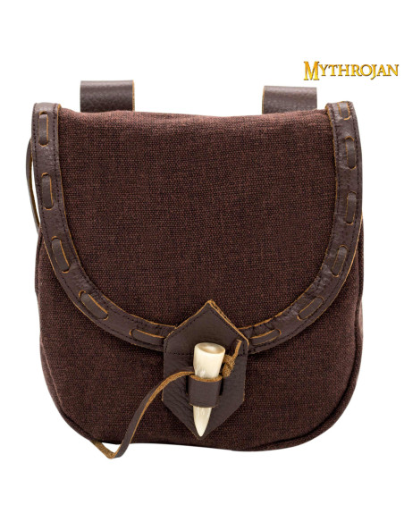 Bolsa medieval em lona e couro com...