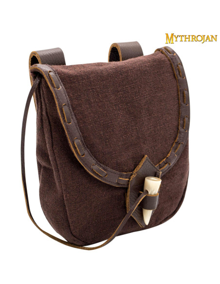 Bolsa medieval em lona e couro com...