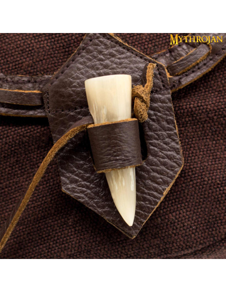 Bolsa medieval em lona e couro com...