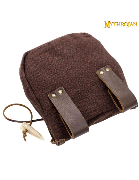 Bolsa medieval em lona e couro com...