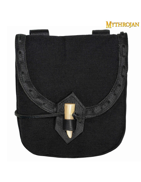 Bolsa medieval em lona e couro com...