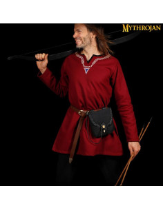 Bolsa medieval em lona e couro com fecho chifre - Preto... 2