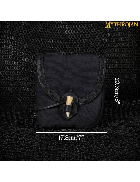 Bolsa medieval em lona e couro com...