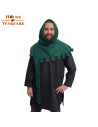 Capuz medieval de lã com rabo de Liripipe a verde (séculos XIV-XV)
