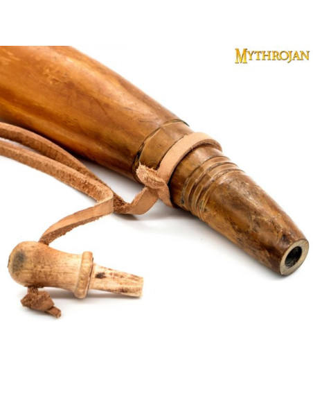 Caixa de pólvora de chifre esculpida...