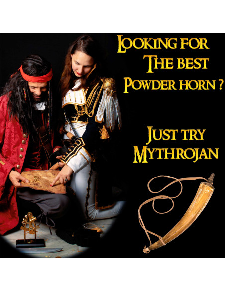 Caixa de pólvora de chifre esculpida...