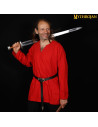 Túnica medieval Raider de corte largo cor vermelha