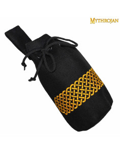Bolsa de lã bordada medieval para cinto