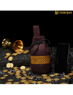 Bolsa de lã bordada medieval para cinto 2