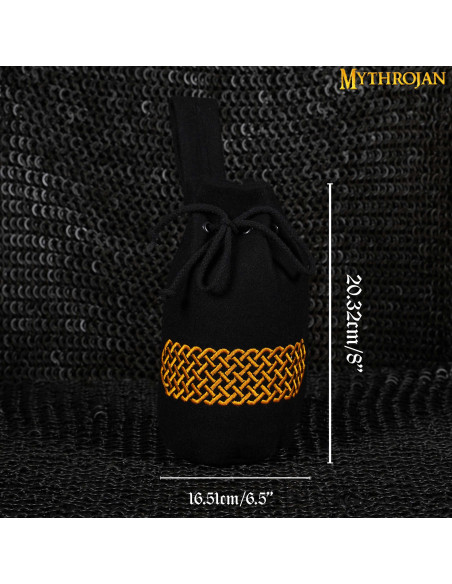 Bolsa de lã bordada medieval para cinto