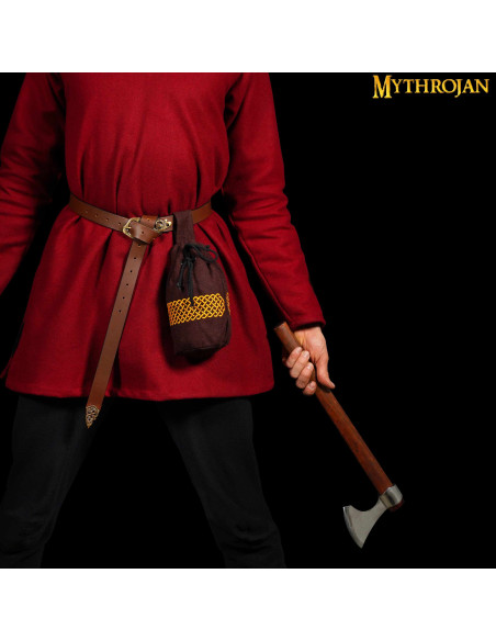 Bolsa de lã bordada medieval para cinto
