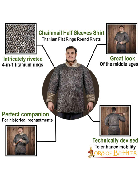 Cota de malha medieval com anéis de...