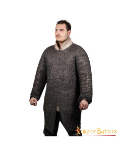 Cota de malha medieval longa com anéis de titânio rebitados 2