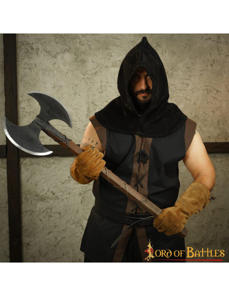 Machado Viking de dois gumes em aço...