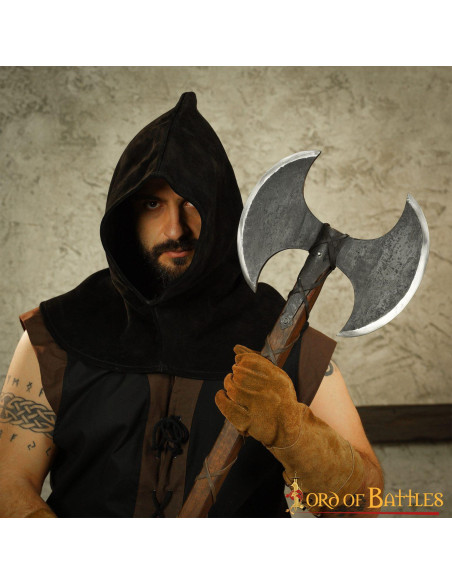 Machado Viking de dois gumes em aço...