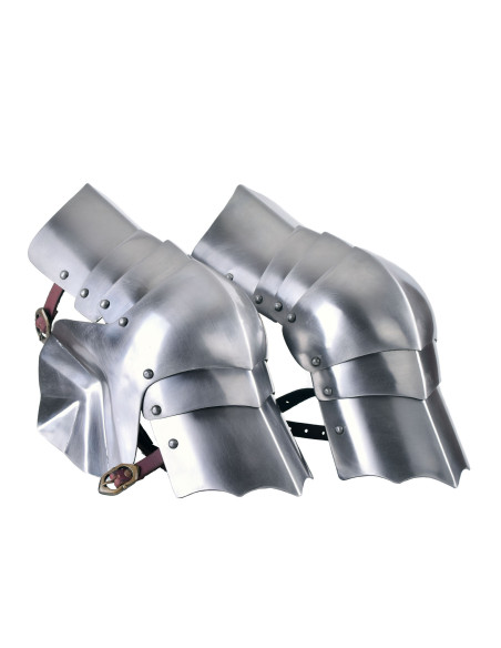 Par de joelheiras medievais em aço...