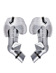 Braço de armadura medieval e pauldrons de aço