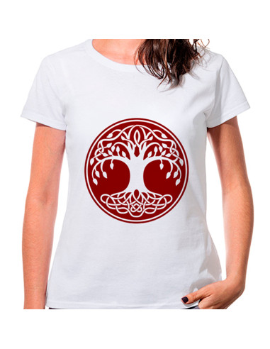 Camiseta feminina Celtic Tree of Life em branco, manga curta