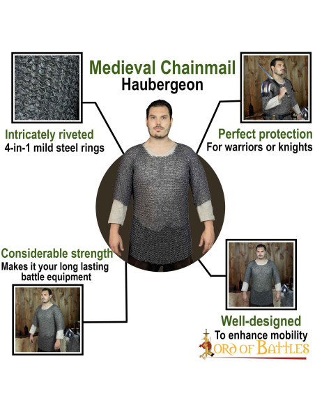 Cota de malha medieval, meia manga,...