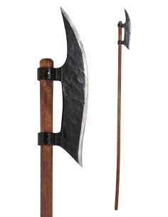 Alabarda medieval com cabeça forjada à mão