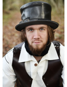 Cartola medieval em pele preta 2