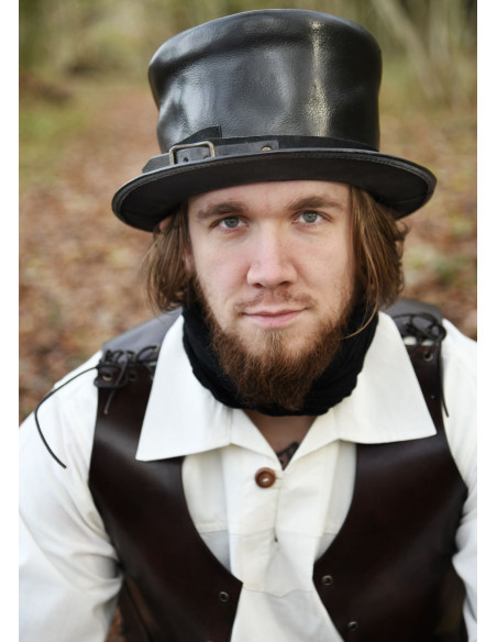 Cartola medieval em pele preta