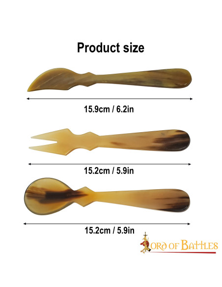 Conjunto de 3 talheres de chifre...