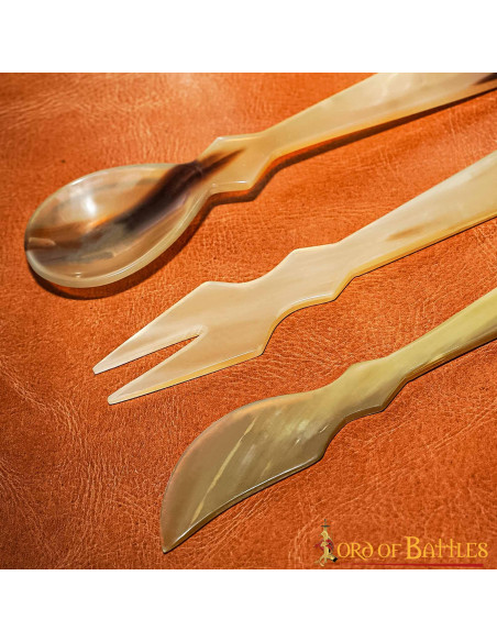 Conjunto de 3 talheres de chifre...