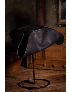 Chapéu tricorne para mosqueteiro, pirata ou soldado - preto
