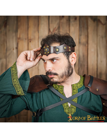 Tiara medieval de couro unissex,...