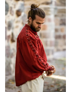 Camisa medieval Adrian com atacadores, cor vermelha