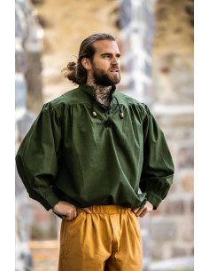 Camisa medieval verde com laços