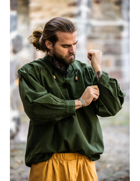 Camisa medieval verde com laços