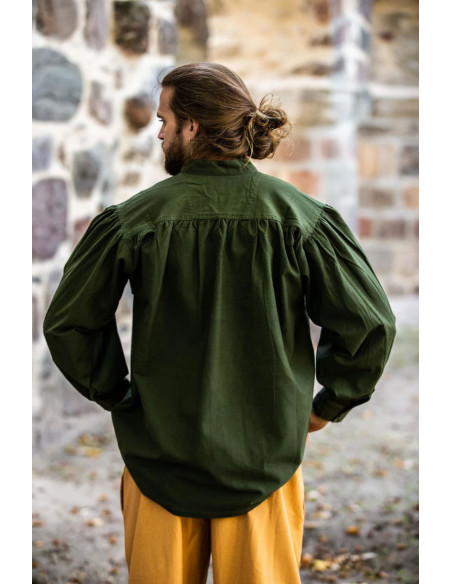 Camisa medieval verde com laços