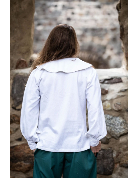 Camisa medieval com gola modelo...