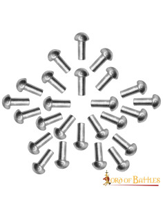 Jogo de 25 rebites prateados com cabeça de cogumelo, 1,3 cm.