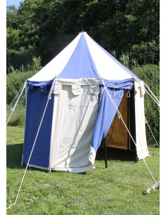 Tenda medieval Johann azul-natural, 3m.