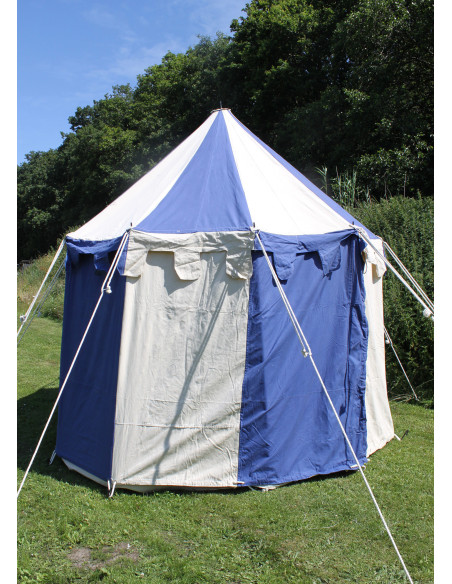 Tenda medieval Johann azul-natural, 3m.