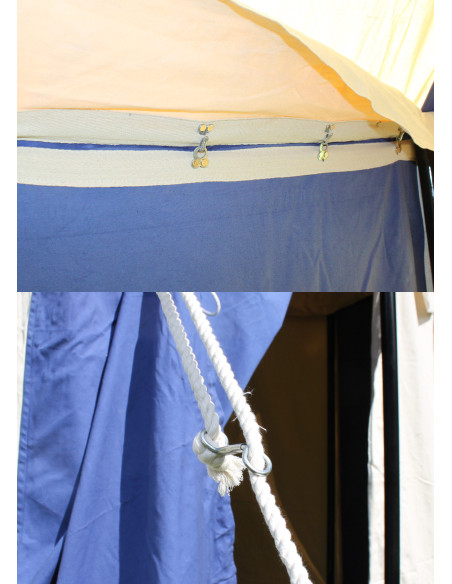 Tenda medieval Johann azul-natural, 3m.