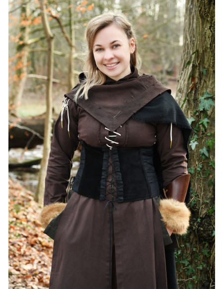 Corpete medieval em veludo preto Anik