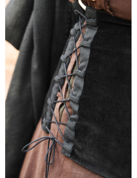 Corpete medieval em veludo preto Anik