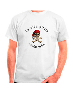 T-shirt branca de homem La Vida Pirata, manga curta