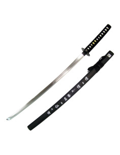 Espada ornamental de katana preta com texto gravado (93 cm.)