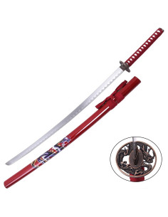 Katana ornamental dragão, bainha vermelha (96,5 cm.)