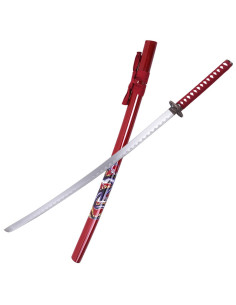 Katana ornamental dragão, bainha vermelha (96,5 cm.) 2