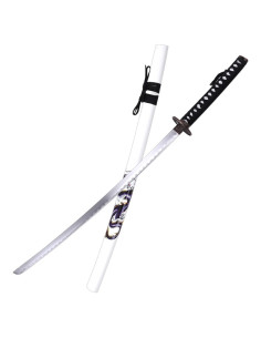 Katana ornamental dragão, bainha branca (96,5 cm.) 2