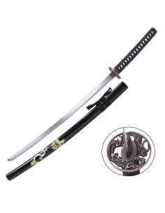 Katana ornamental dragão com bainha preta (96,5 cm.)